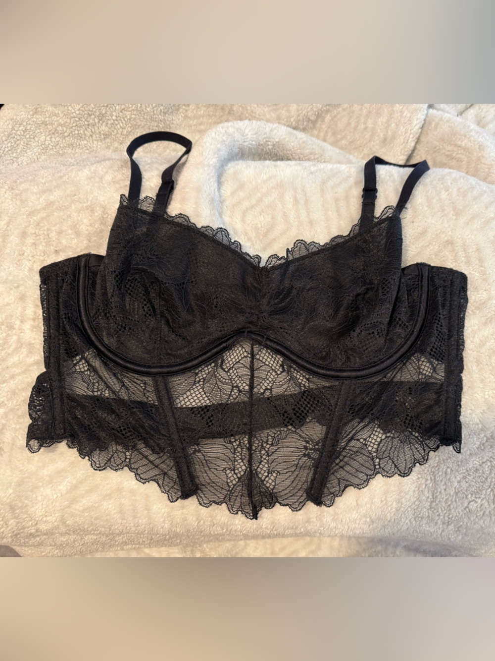 La SENZA Black Lace Longline Underwire Bralette